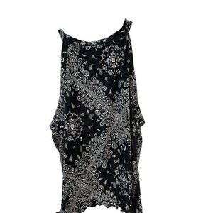 MUDD Halter Crop‎ Top Paisley Print Black Small